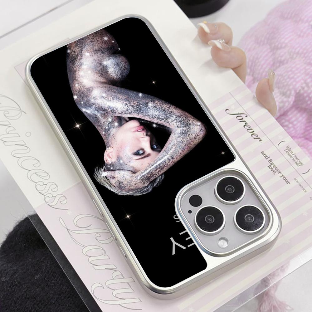Miley Cyrus Handyhülle für iPhone 17 16 15 14 13 12 11 Air Pro Max Plus Versilbert Bunte Hülle Luxuriöse Hübsche Hülle