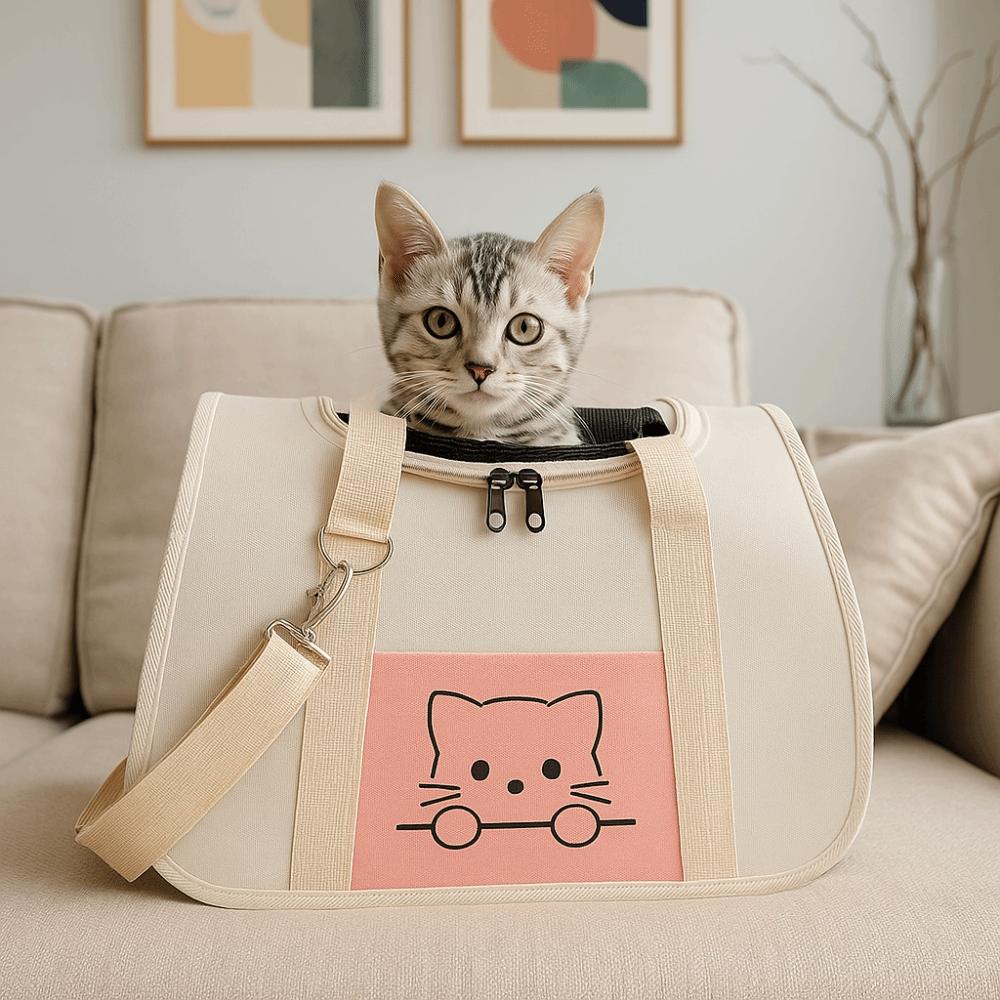 Belüftete Katze Outdoor-Tasche Großes Fassungsvermögen Katze Ausflug Umhängetasche Haustier Handtasche Tierarztbesuch