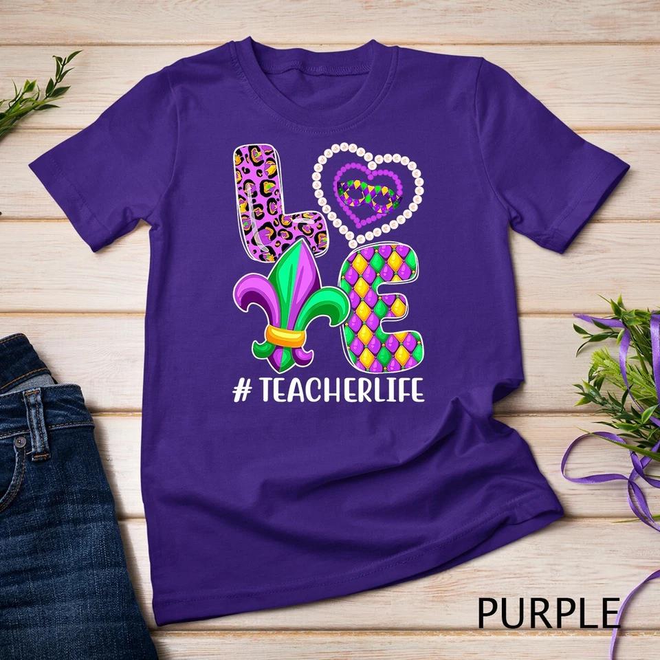 Funny Teacher Mardi Gras Family Matching Outfit T-Shirt Unisex T-shirt 6 XL