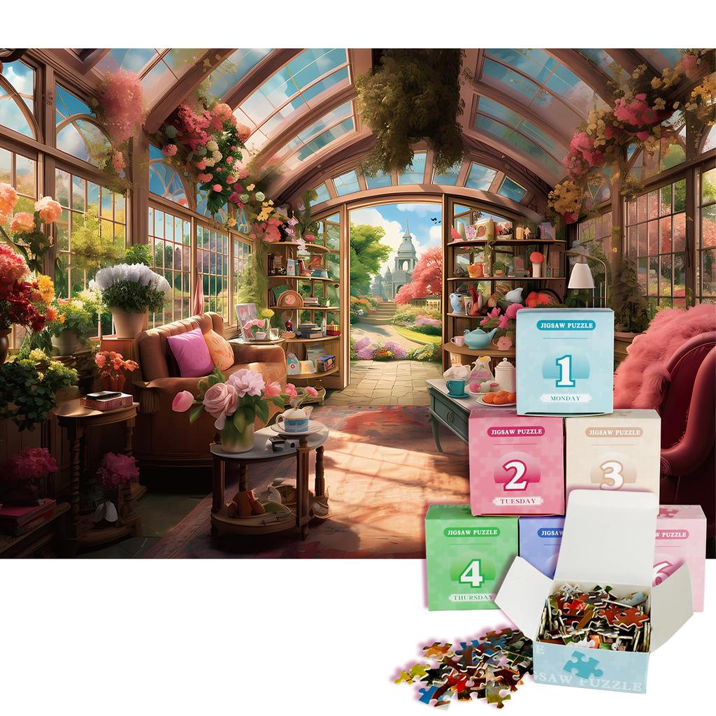 MISITU Jigsaw Puzzle 1008 Piece Puzzle Landscape Painting Flower Garden Plant Present Birthday Christmas Stylish Interior Flower House x 70 (50 cm)
