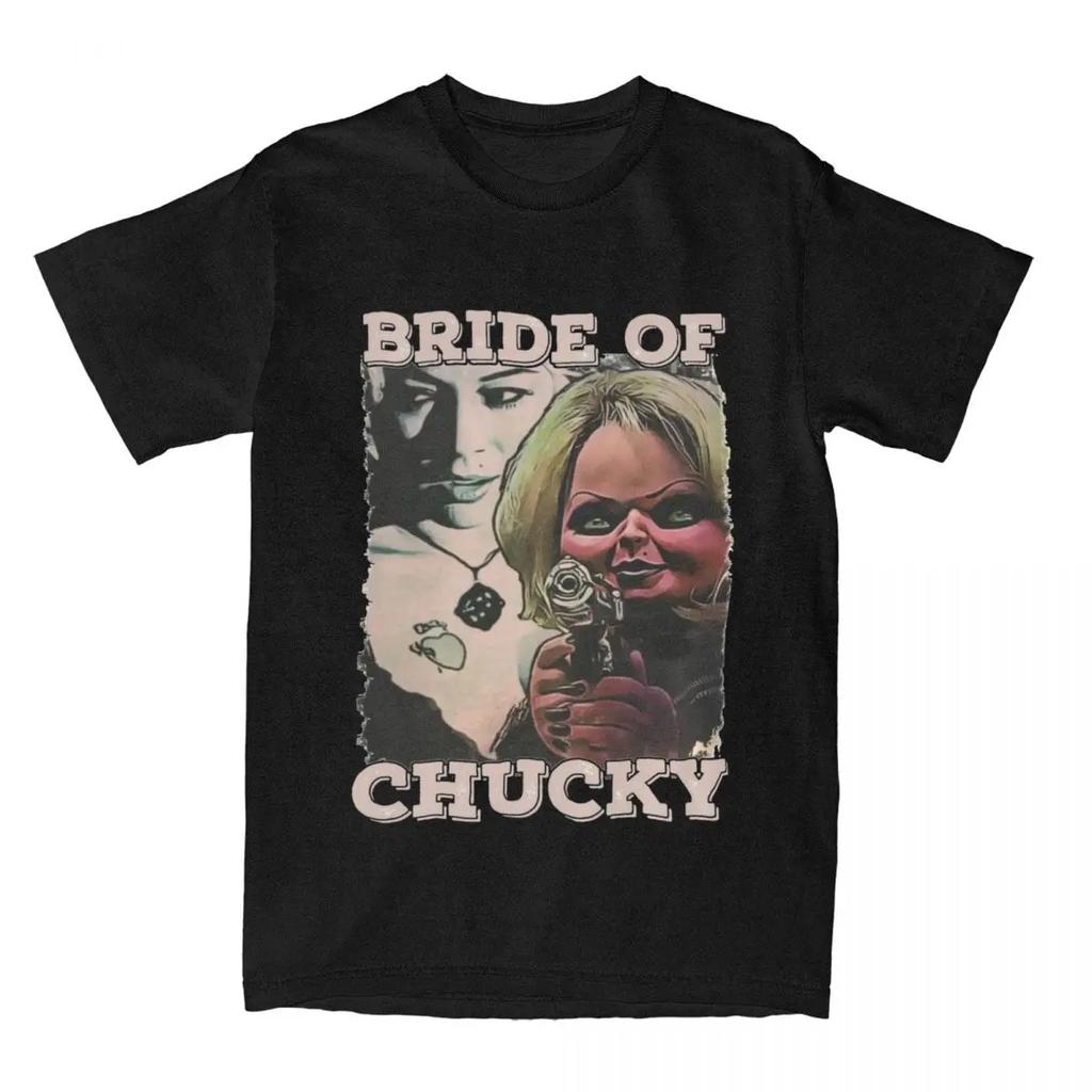 Bride Of Chucky T Shirts Horror Movie Awesome Tees Short Sleeve Crewneck T-Shirt Cotton 6XL Clothes