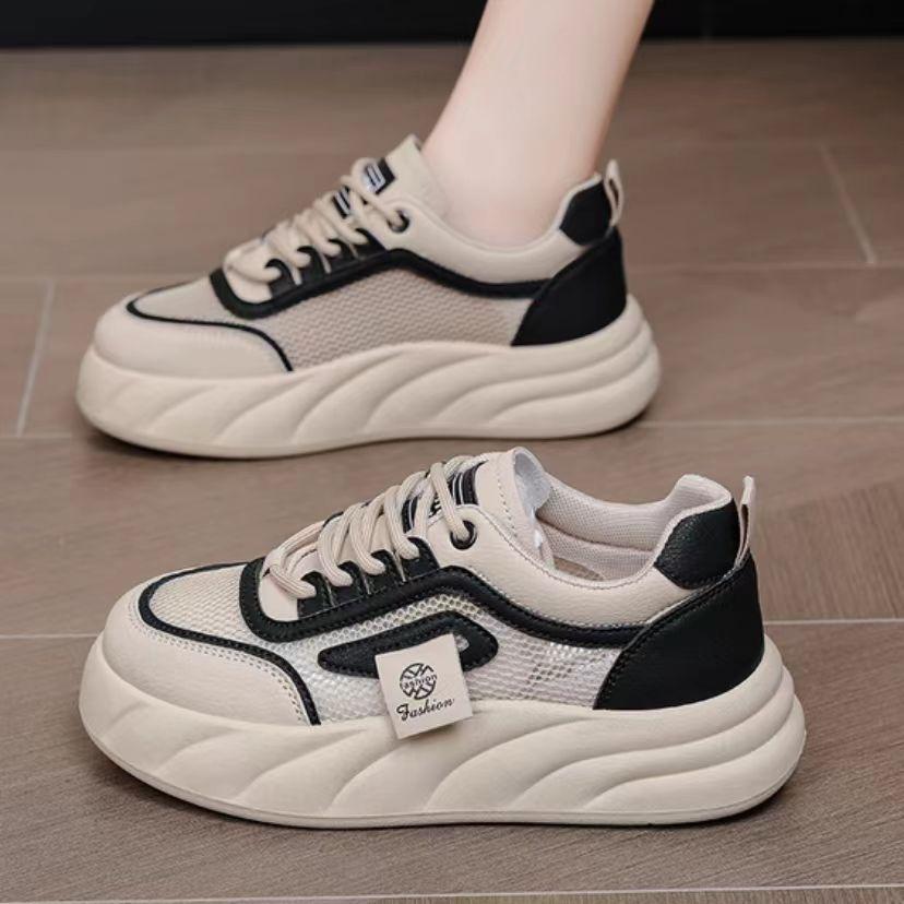 Breathable mesh little white women's shoes bread shoes thick sole versatile and high soft baseplate women's shoes