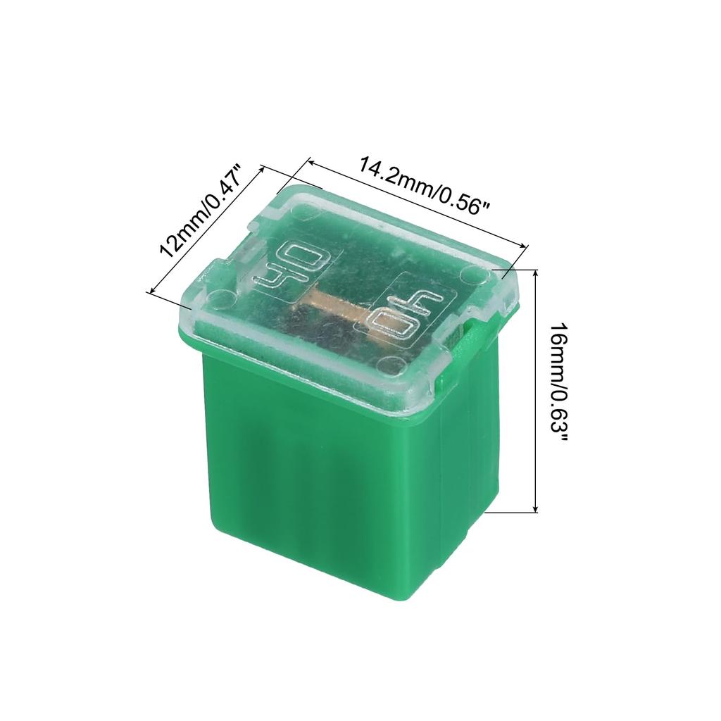 uxcell Car Cartridge Fuse 48V 40A Female Terminal J Case Box Low Profile Car Truck Green Pack of 5