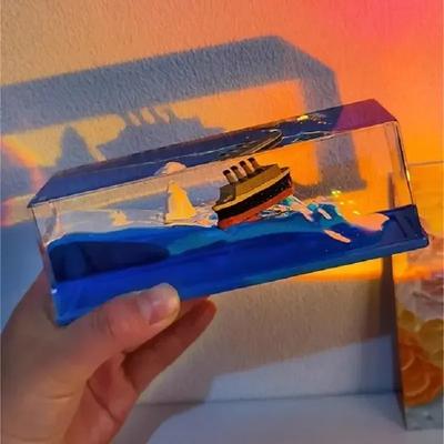 Titanic Cruise Drift Bottle Floating Boat Office Tabletop Ornaments Floating Fluid Boat Ornament Decor Decompression Toy Gift