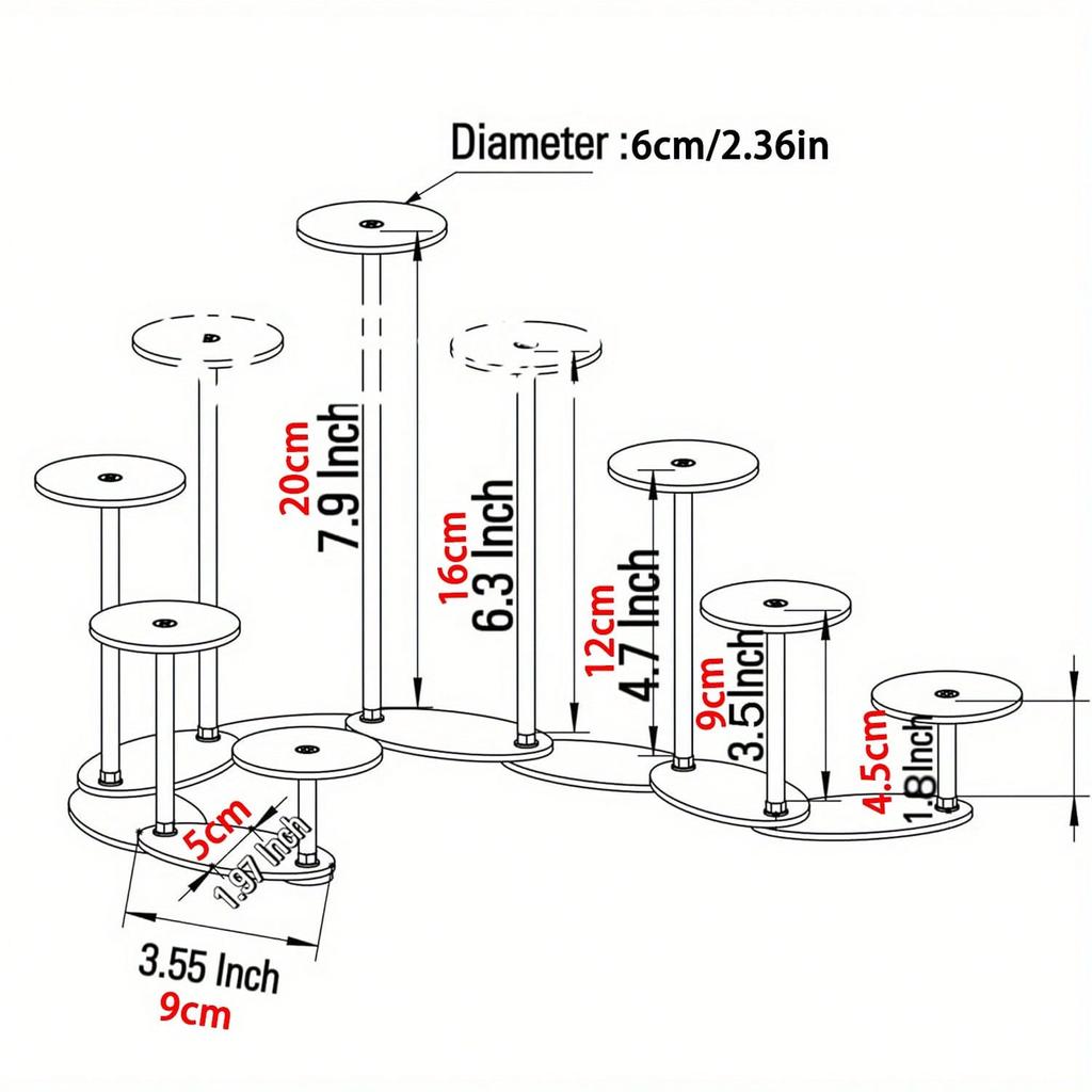 1pc Transformable Acrylic Display Stand 9 Tier Display Risers for FiguresTransparent 360 Degree Rotating Display Rack