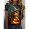 Fashion Women's Clothing Crew Neck Short Sleeve 3D Christmas Color Printing Christmas Short Sleeve Crew Neck T-Shirt