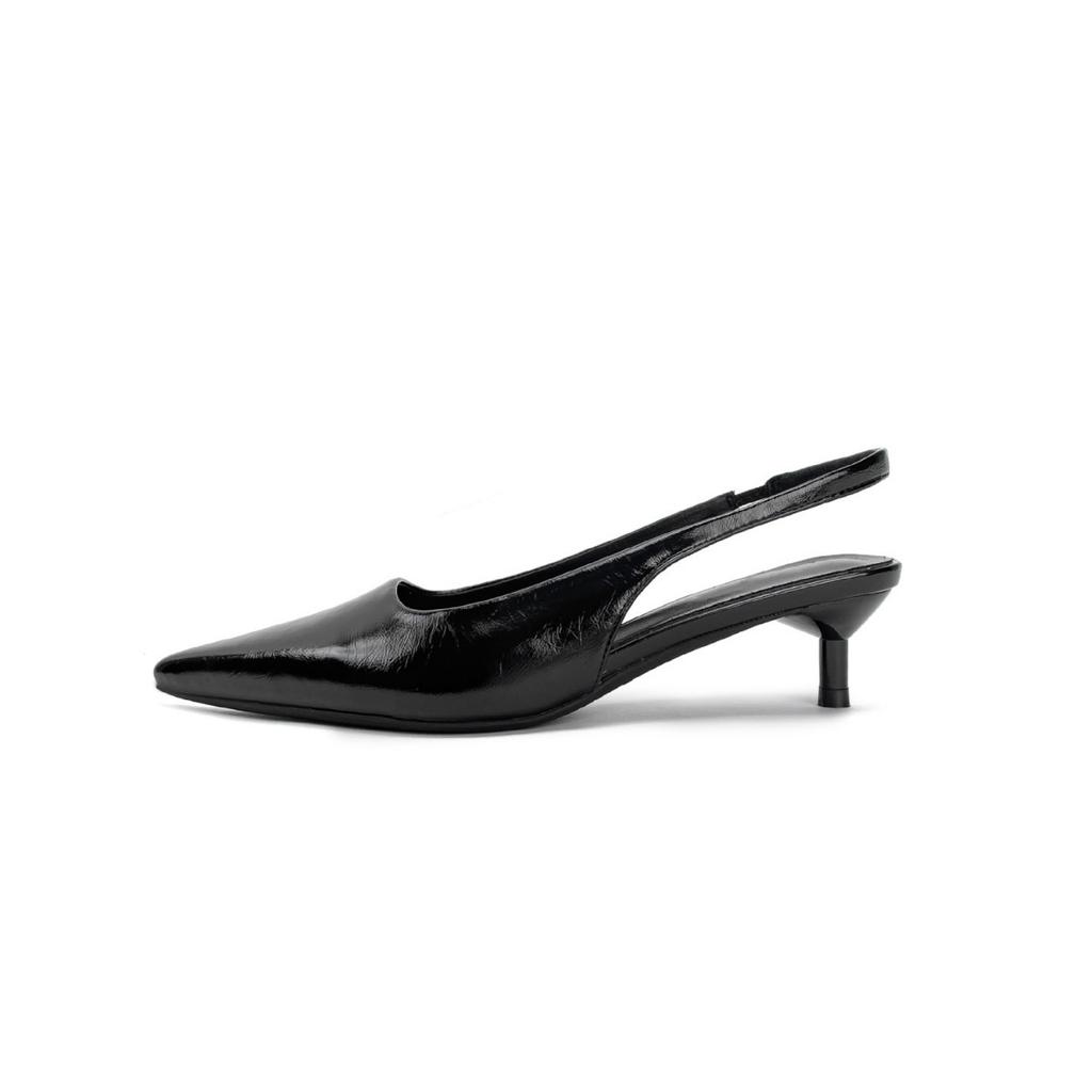 2025 new black bag head sandals female kitten heel Korean version temperament pointed head shallow mouth empty single shoes high heel stiletto