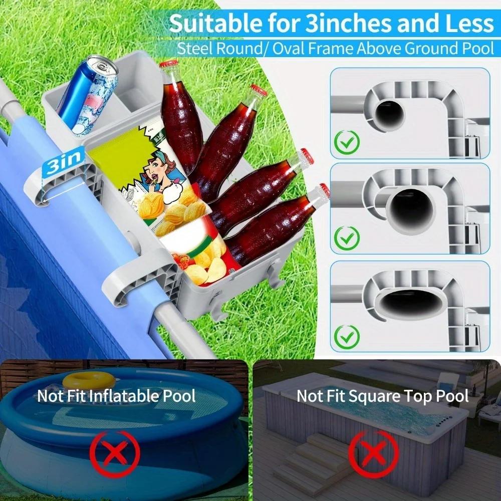 Poolside Storage Basket with Pool Cup Holder, Thickened Plastic Pool Basket for Above Ground Pool Accessories, Outdoor Swimming