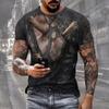 Černé tričko Lebka Pánské Punk Tričko Lebka Rock Gun Modré tričko Tričko s 3D potiskem Retro gotické pánské oblečení letní top