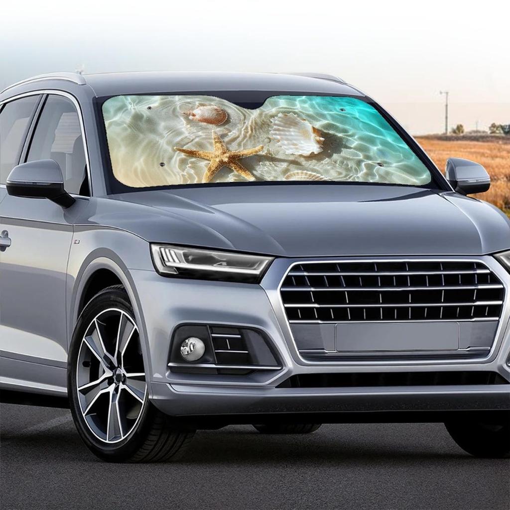Summer Beach Shell Car Windshield Sunshade - Portable, Thin, No Installation Needed (Order from 1 Piece)
