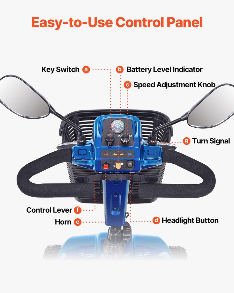 4-Wheel Folding Mobility Scooter for Adults & Seniors, Electric Mobility Scooter with 25KM Long Range, All Terrain Travel Wheelchair with Anti-slip