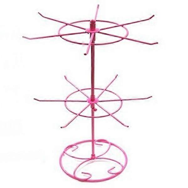 Double Tier Metal Rotating Jewelry Stand Earring Necklace Display Holes Holder Rack