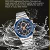 Naviforce Męski Zegarek Kwarcowy Wskazówkowy Stoper Chronograf Wodoodporny Pasek Ze Stali Nierdzewnej Kalendarz Luminescencyjny Męski Chłopięcy Modny Zegarek Casualowy NF8072