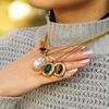 Vintage French Semi Precious Gemstone Pearl Pendant Necklace Unique Design Choker For Women