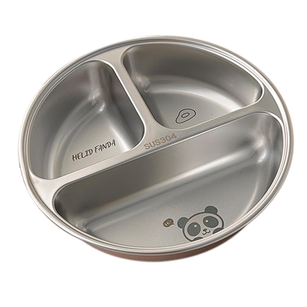 

Круглая тарелка из нержавеющей стали 304 с 3 отделениями, поднос для тарелок, кухонный контейнер для еды, симпатичная разделенная обеденная тарелка