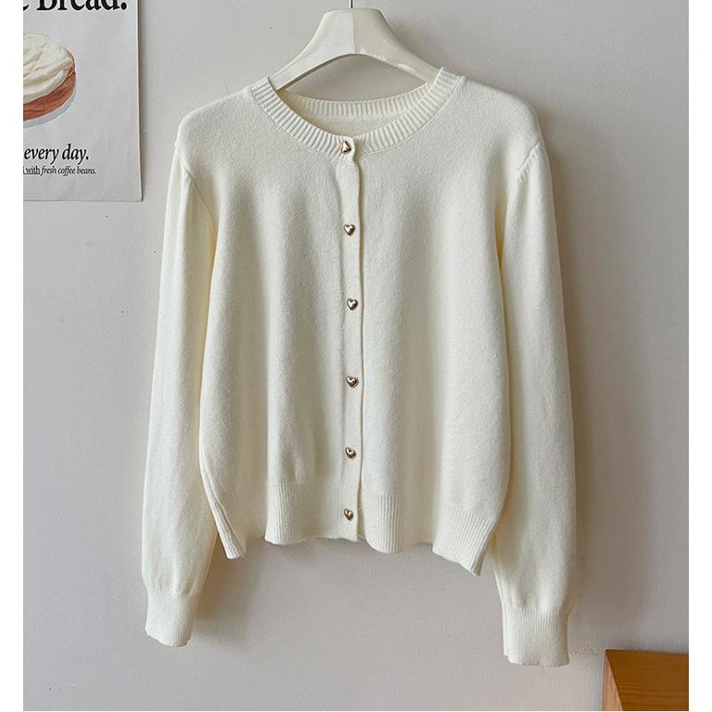 Vintage love button sweater knitted cardigan women's autumn and winter coat casual stacked top