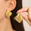 Vintage Titanium Steel Geometric Earrings: European & American Retro Style, Smooth Irregular Pleated Design