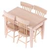 1Set 1/12 Dollhouse Miniature Dining Table Chair Doll House Wooden Furniture Toy