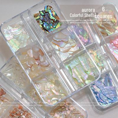Japanese Aurora Fantasy Shell Nail Art: High-Gloss, Ultra-Thin, Irregular Abalone Pieces for Wearable Nail Designs