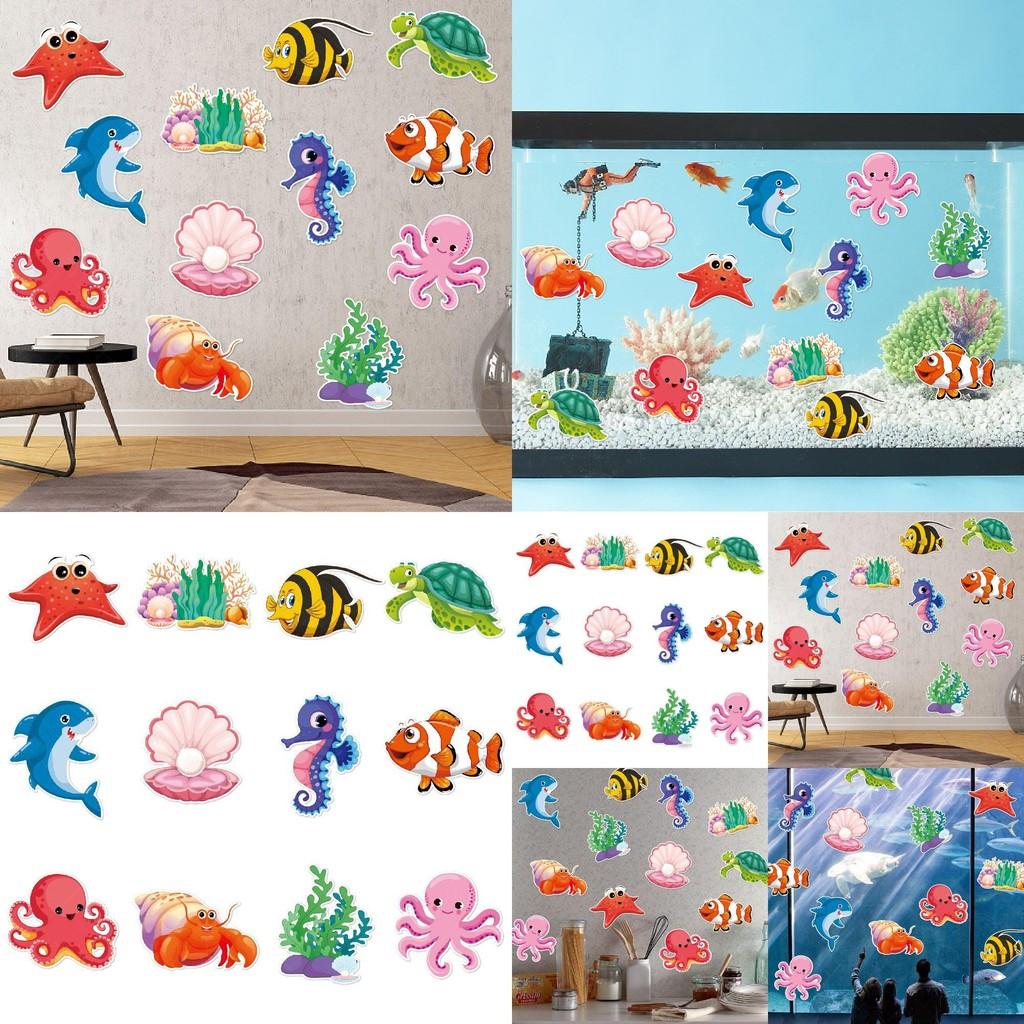 Stickers Muraux d'Anniversaire Thème Océan Pour Décoration de Fête d'Enfants Avec Créatures Marines Étoiles de Mer Tortues Pour Célébration d'Enfants