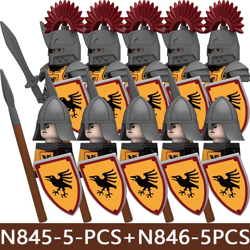 Château Médiéval Soldat Armée Blocs de Construction Château Militaire Corbeau Cheval Serpent Chevalier Guerrier Infanterie Accessoires Briques Jouets