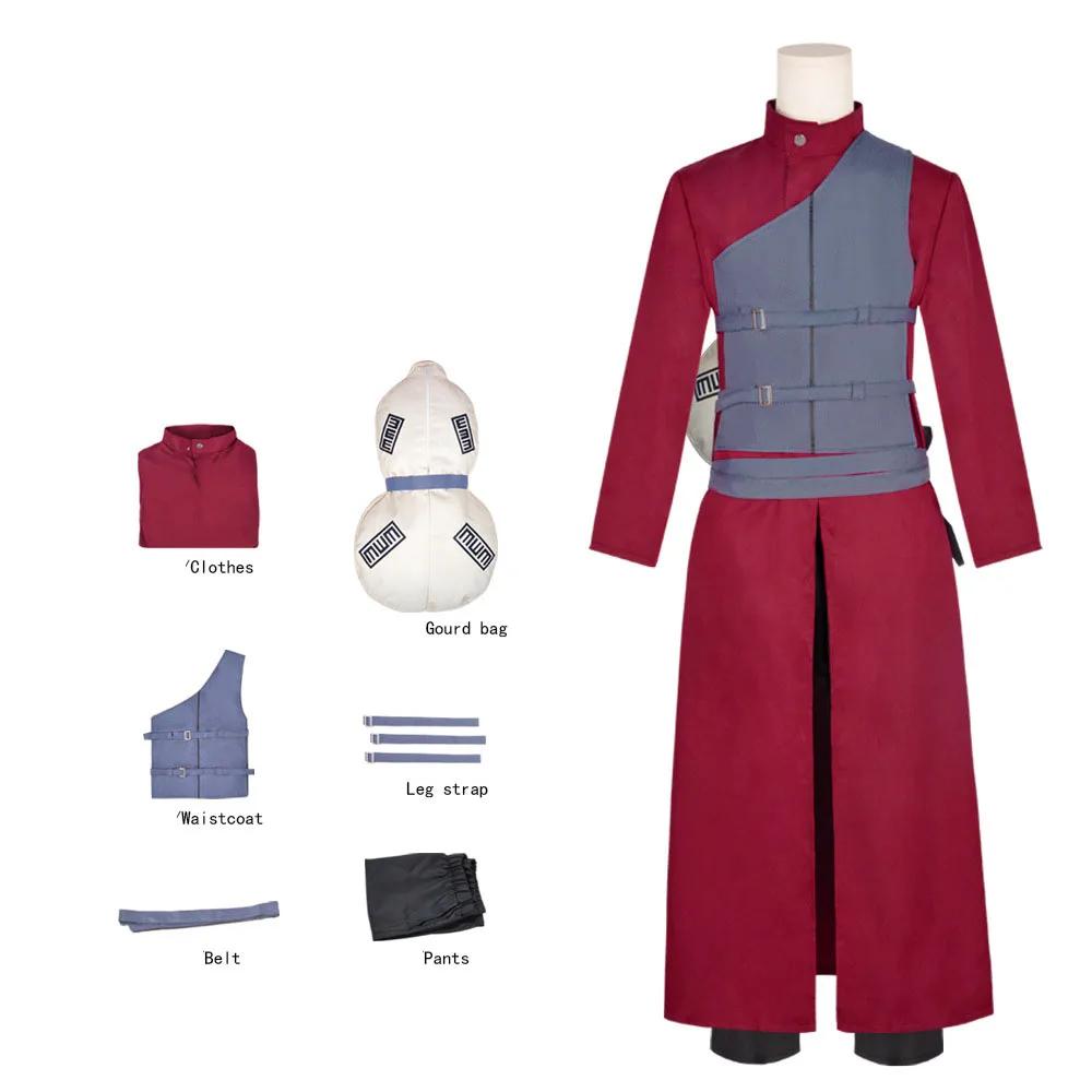 Gaara Cosplay Costume Sand Waterfall Fifth Kazekage Red Hair Shinobi Ninja Tatoo Sticker Set Halloween Xmas Costumes M