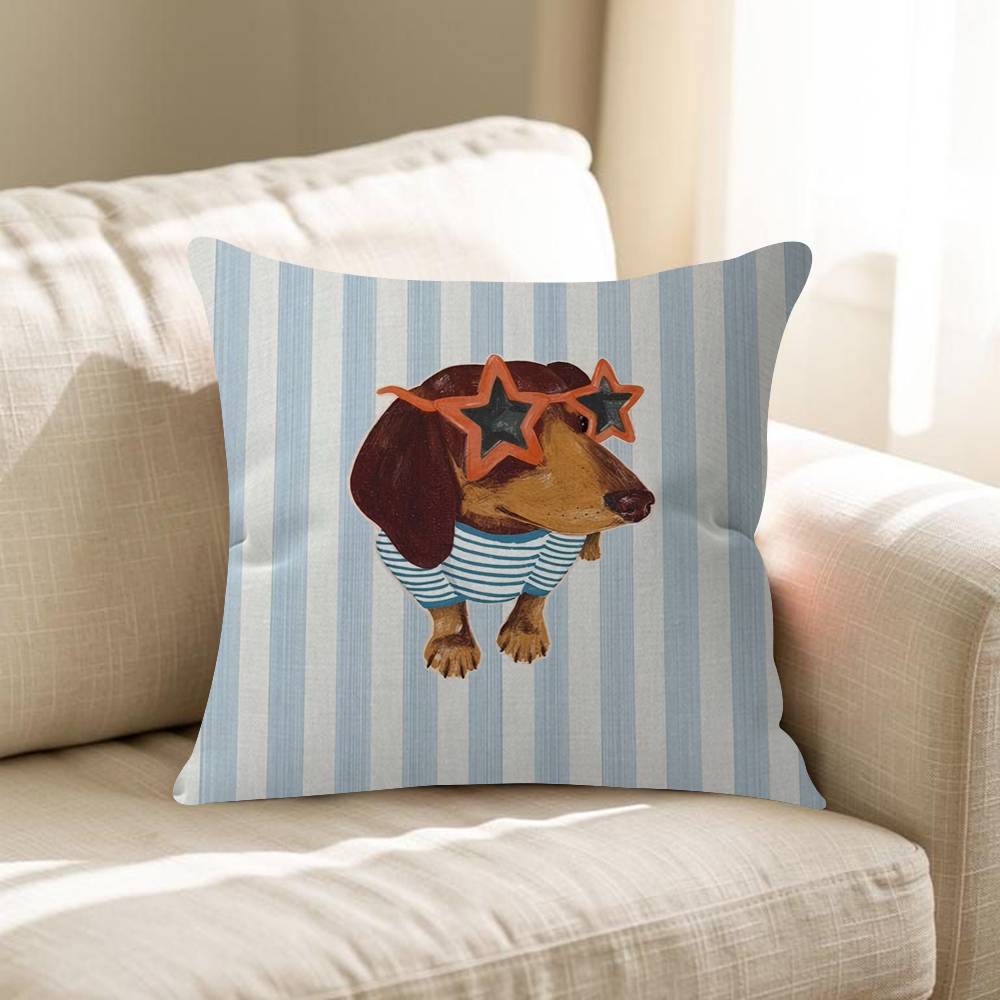 Cartoon Cute Dachshund Personalized Pillow Dust Cover Bedroom Kids Party Decoration Pillowcase Birthday Children Gift