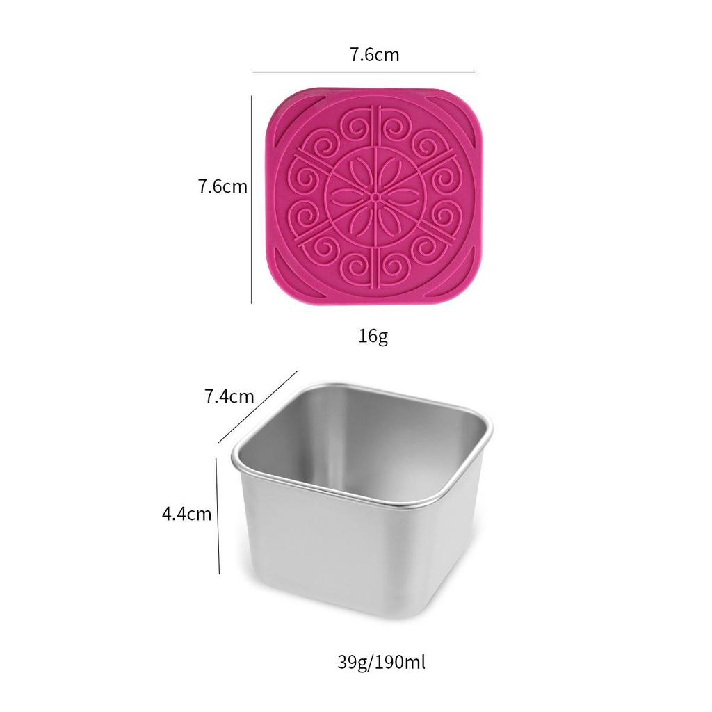 304 Stainless Steel Sauce & Salad Dressing Container with Silicone Lid - Leakproof Square Snack Lunch Box