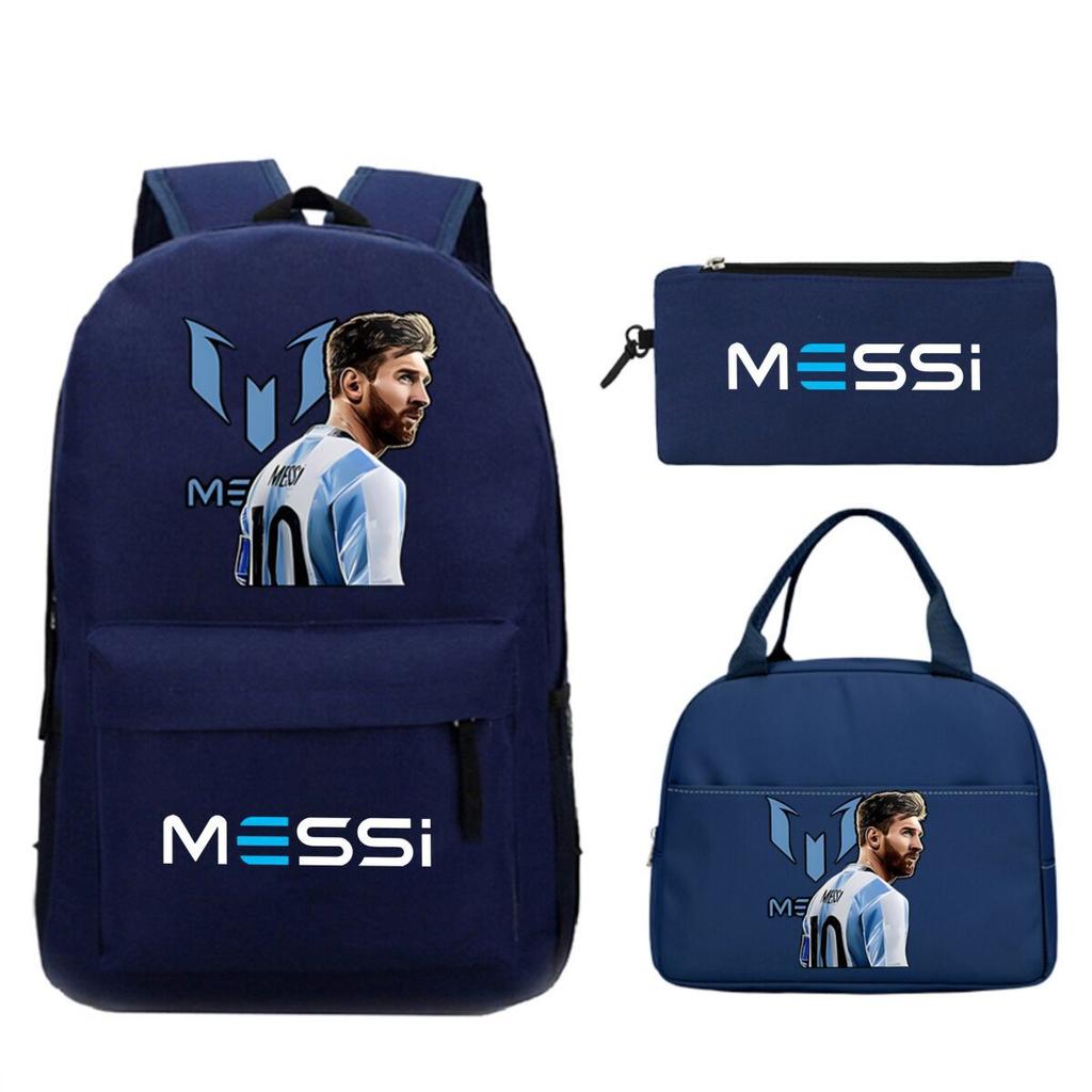 Football Star Peripheral Printed Backpack, Primary And Secondary School Children'S Three-Piece Simple Schoolbag