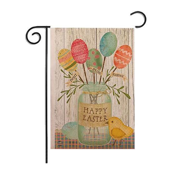 

Флаг кролика Весенний яркий праздник с цветочным узором Флаг кролика для сада 5
