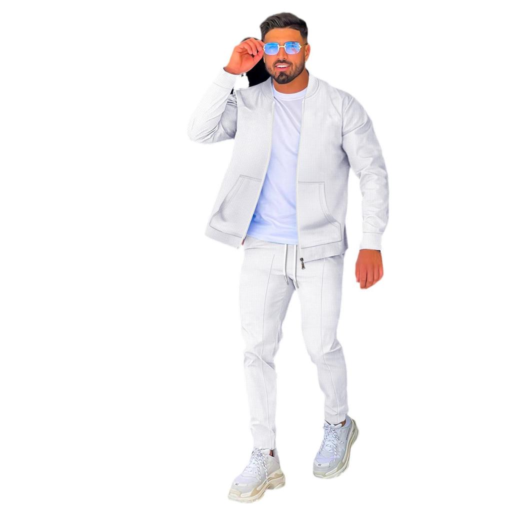 2024 Herbst/Winter Waffelstrick Baseballjacke mit Taschen und Reißverschluss