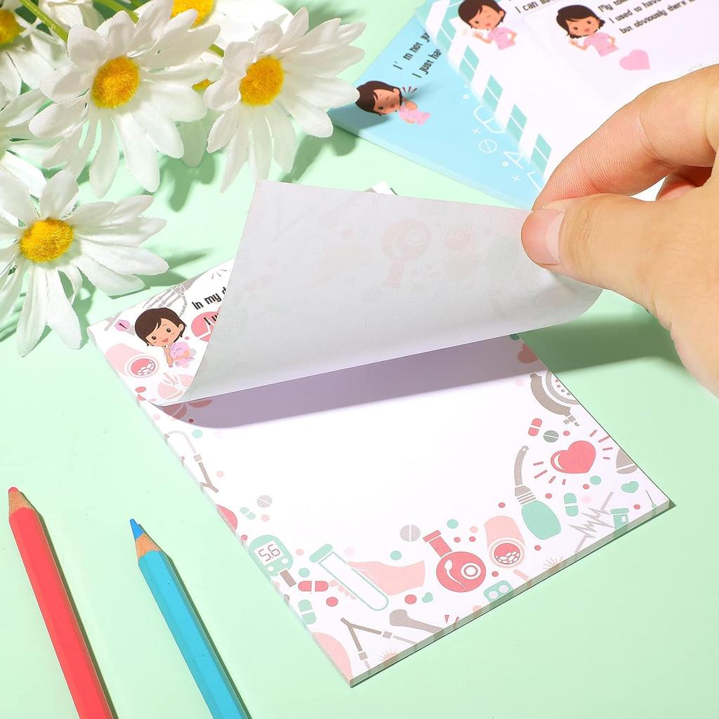 Chinco 8 Pcs Funny Nurse Notepads Nurse Sticky Notes Self Adhesive Sarcastic Memo Pads Office Supplies for Hospital Nursing School Coworkers Writing
