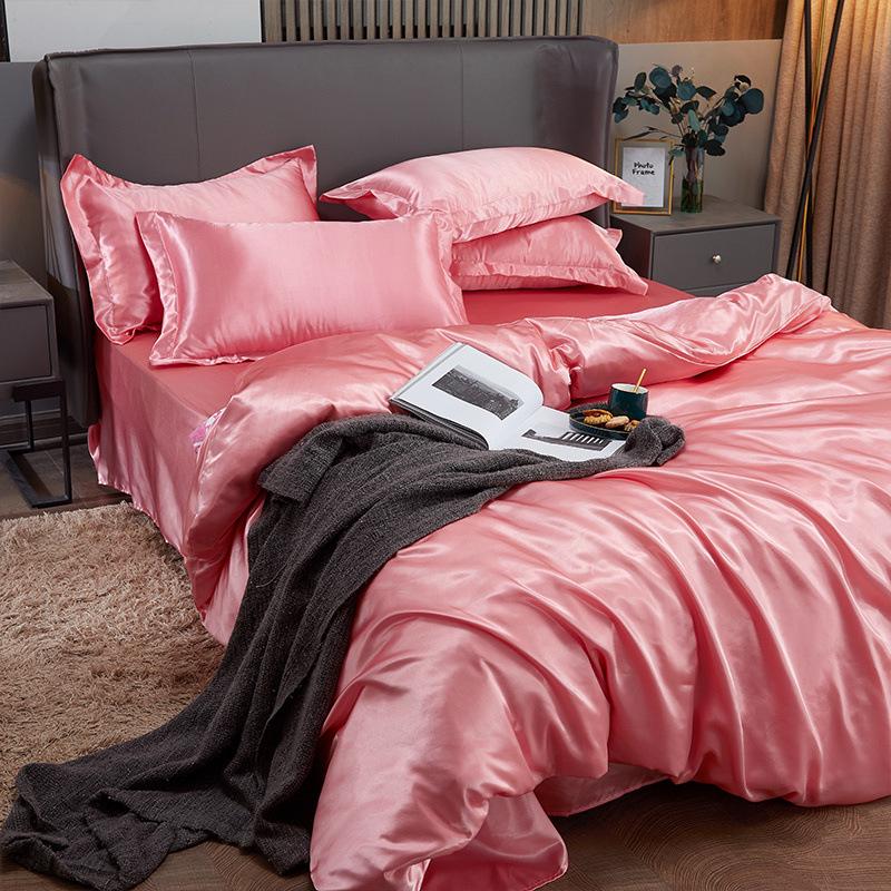 Double-Sided Ice Silk Bed Sheet & Quilt Cover Set