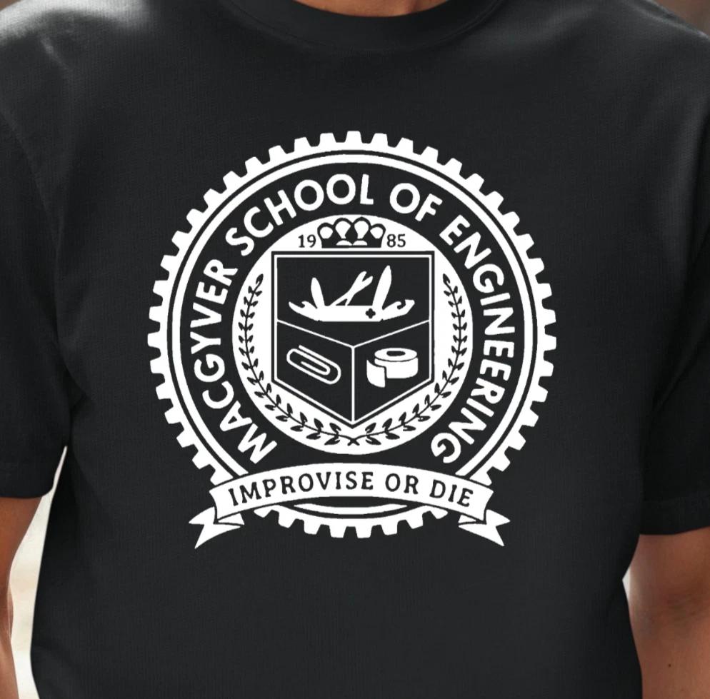 MacGyver School of Engineering T-shirt, Funny Retro TV Tee, Gift for Fans S