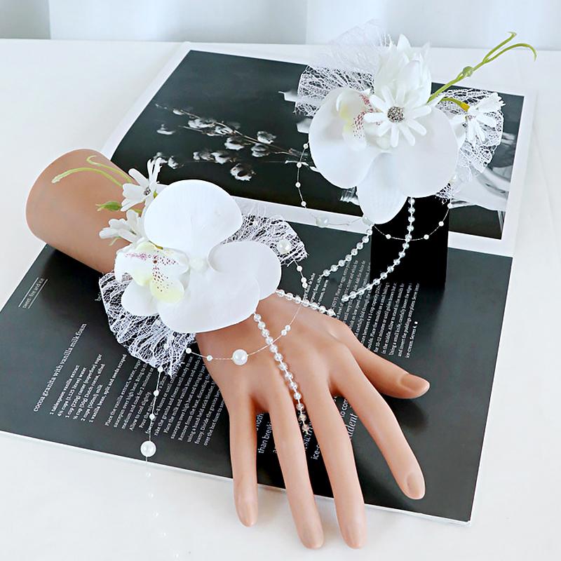 

1pc Decorative Sisters Bride Wedding Simulation Phalaenopsis wrist flower Corsage Photograph
