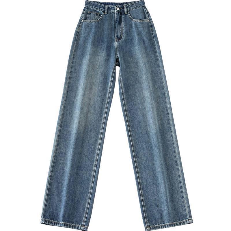 Damen Jeans mit hohem Bund, geradem Bein und weiter Passform, Frühling/Herbst 2022 - Schlankmachend, Vielseitig, Guter Fall, Bodenlang.