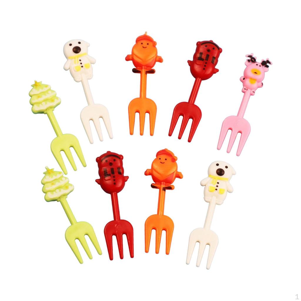 10 Pieces Christmas Fruit Forks Creative Cake for Salad Dessert Cheese Opp Bag Package
