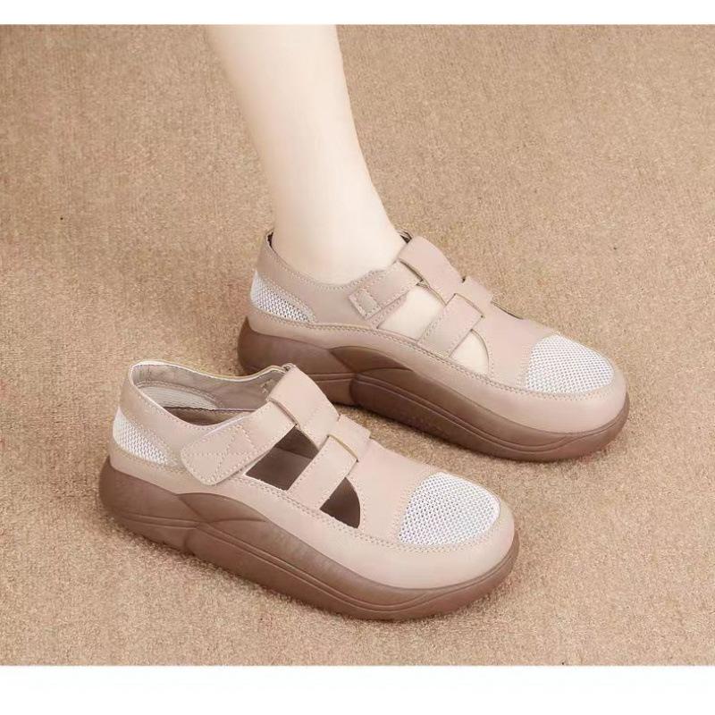 2025 summer new ins mesh breathable little white shoes women's Korean version Velcro student hollow casual shoes
