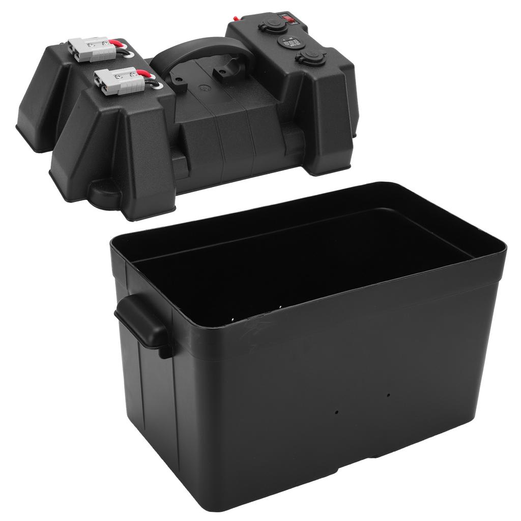 Backup Battery Box Power Center Portable Marine Accessary with Voltmeter for Car RV Yacht Ship 12V