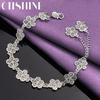 CHSHINE 925 Sterling Silver Flower Chain Bracelet For Women Lovers Wedding Fashion Charm Jewelry