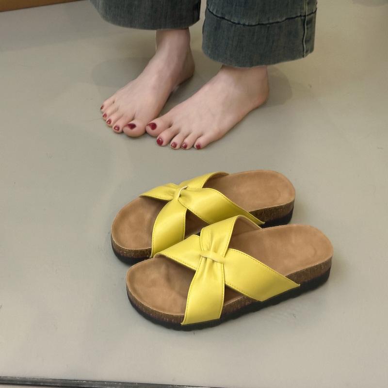 Beautiful thick-bottomed cool slippers for women's summer wear, new high-end Boken one-word slippers