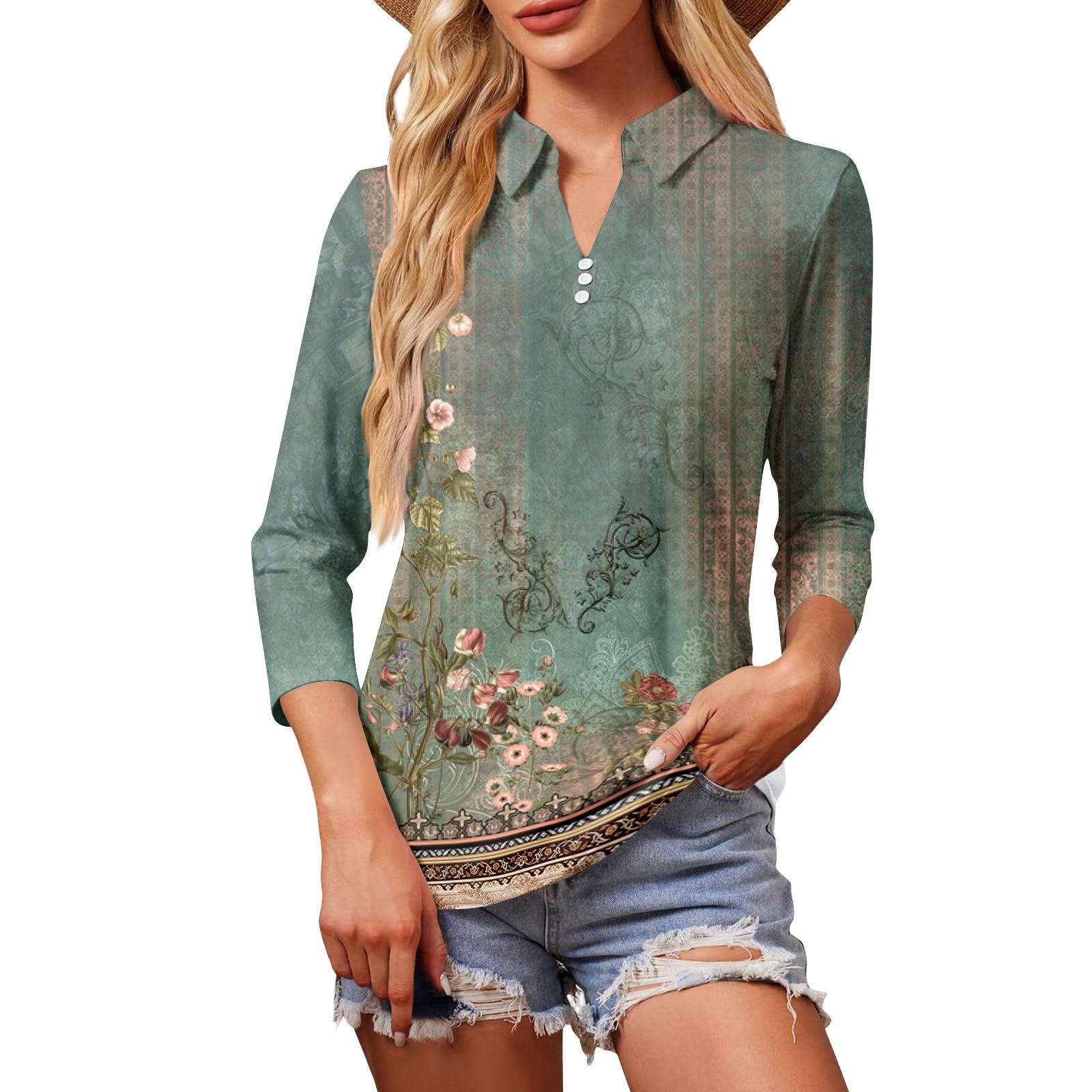 

Womens Summer Tops Casual Ruffle Short Sleeve Crewneck Loose Pleated T Shirts L