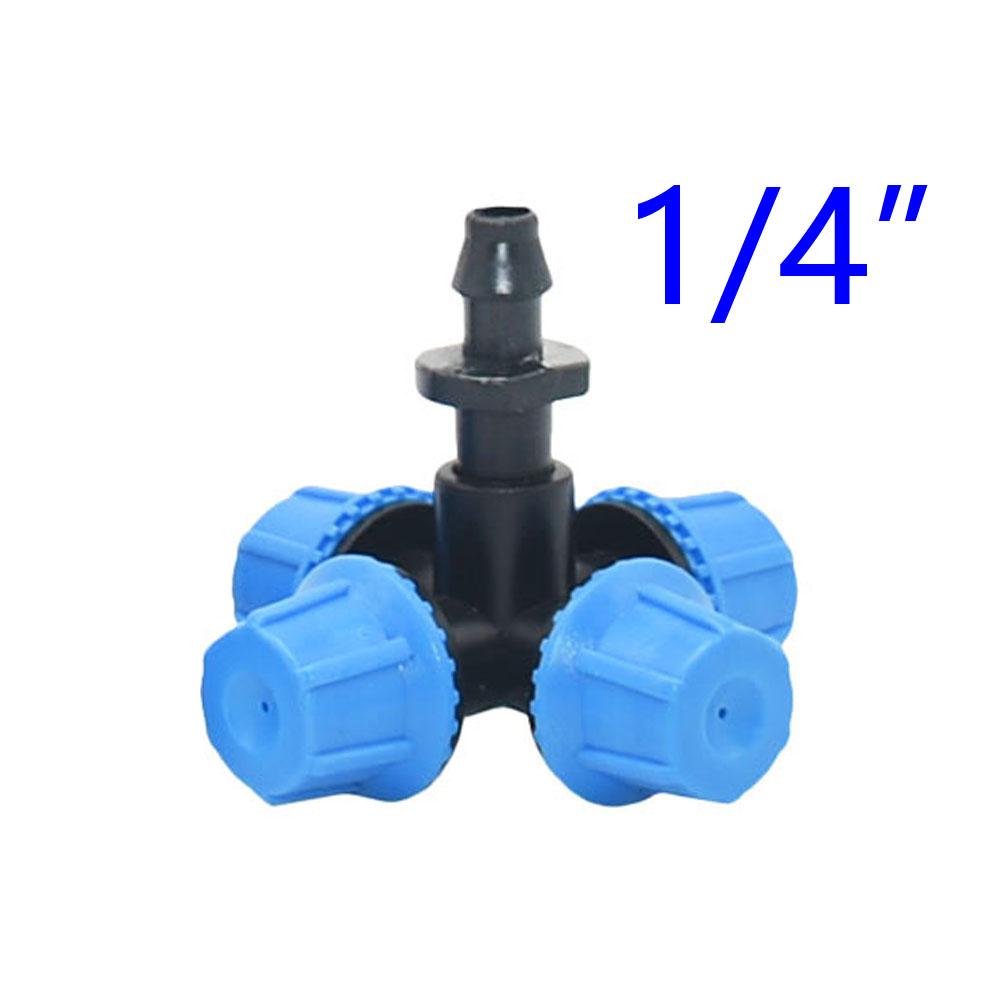 Garden sprinklers Hanging anti drip misting nozzle 4-way cross water mist sprinkler with 1/4 barb threaded connector 50set