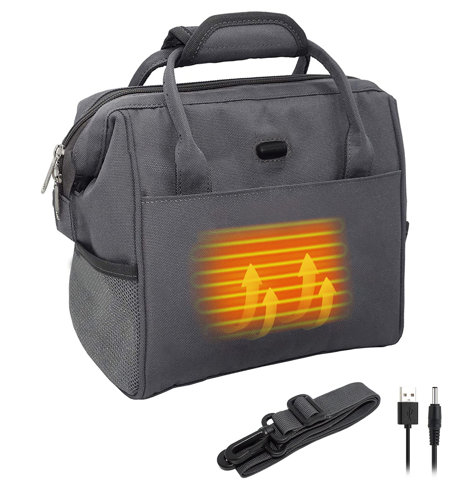 

ZenCT Insulated Lunch Bag with Built-in USB Heater, Large Capacity, Waterproof, Insulated Lunch Bag for Hot and Cold Lunches, 2-Way Shoulder Bag with