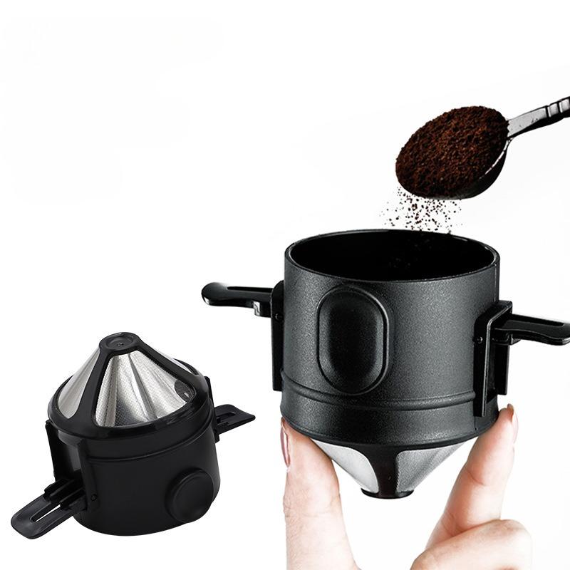 Foldable Portable Coffee Filter Stainless Steel Drip Coffee Tea Holder Reusable Paperless Pour Over Coffee Dripper Supplies