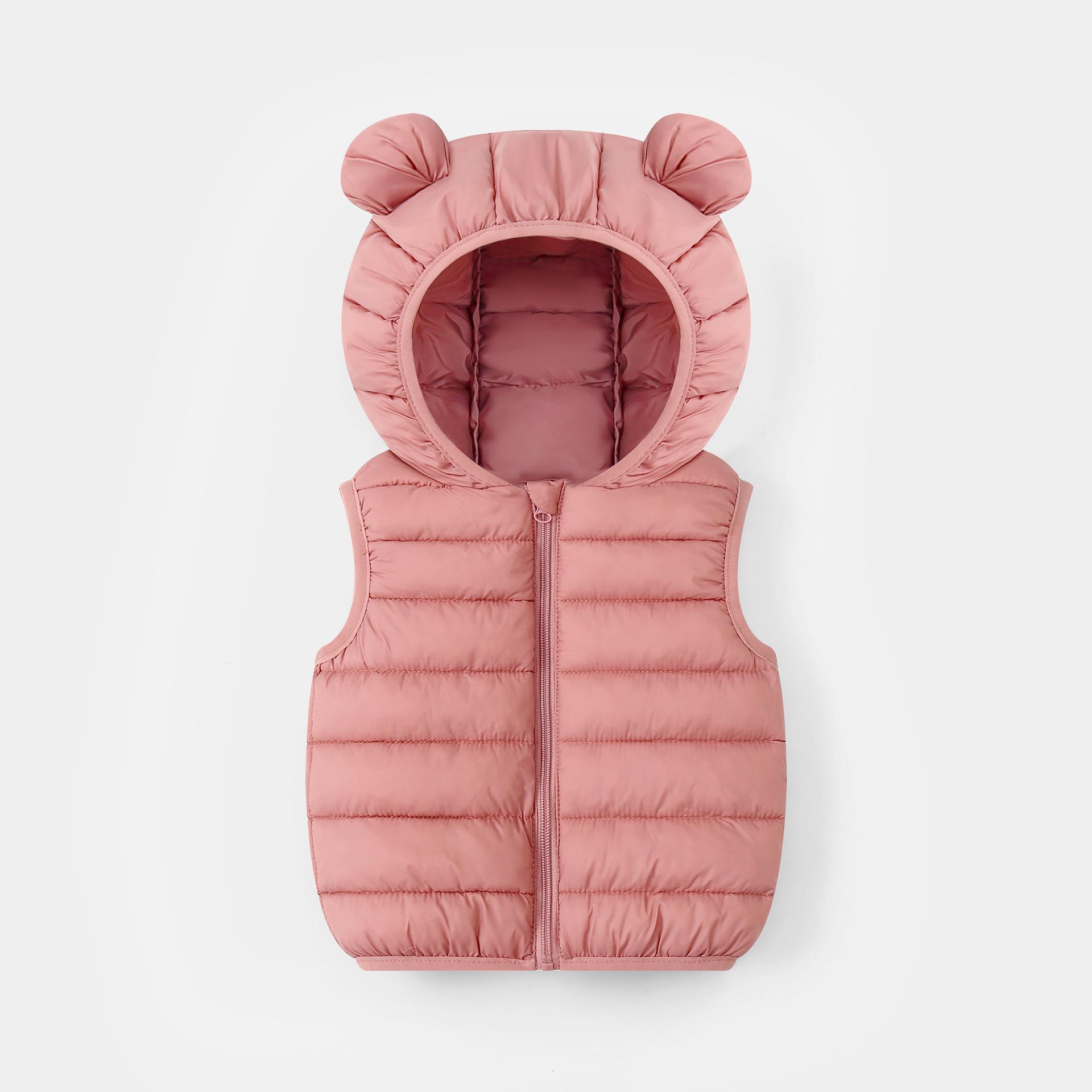 

Осенний детский теплый пуховый жилет, детский хлопковый жилет, детская верхняя одежда, жилет, детская одежда, куртки с капюшоном для мальчиков и девочек, жилет 100cm розовый