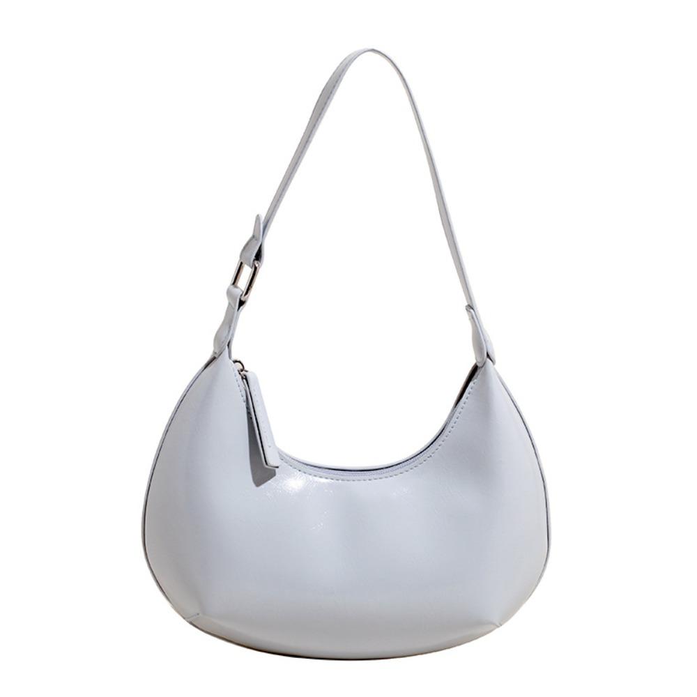 Candy Color Moon Underarm Bag Solid Color Women's Hobo Bag Casual Pu Leather Shoulder Bag  Girl