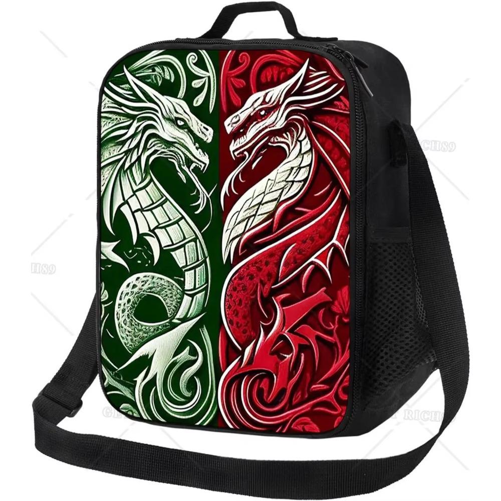 Cutie de prânz Black Dragon pe fundal albastru pentru bărbați femei adulți, geantă de prânz reutilizabilă portabilă pentru birou, muncă, picnic, camping