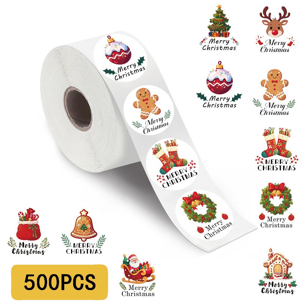 

500PCS Christmas Roll Stickers Luggage Scrapbooks Funny PVC Laptop Stationery for Laptop Funny Room Creative Art Picture Sticker
