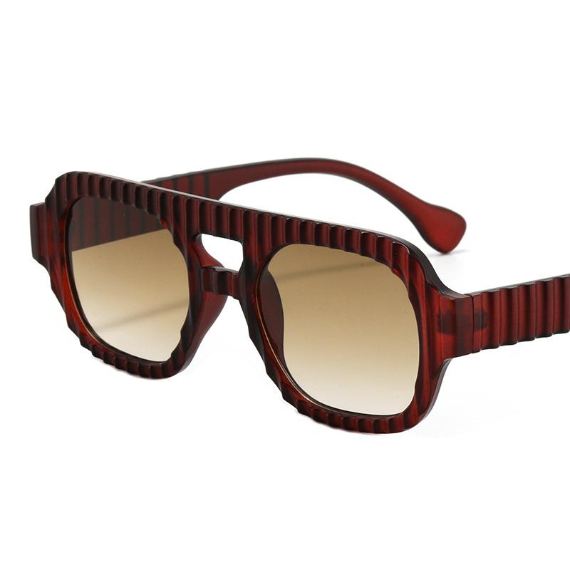 New Retro Double Beam Gradient Rectangular Women Sunglasses Brand Leopard Irregular Frame Design Men High Quality Glasses Uv400